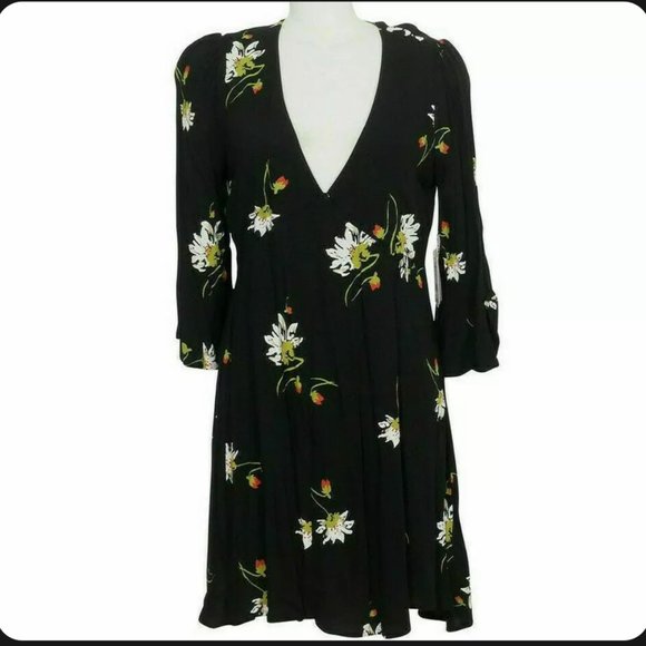 Time On My Side Black Floral Print Wrap Mini Dress - Picture 2 of 8